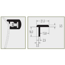 Profil T PVC negru - bara 3m Profil T PVC negru - bara 3m