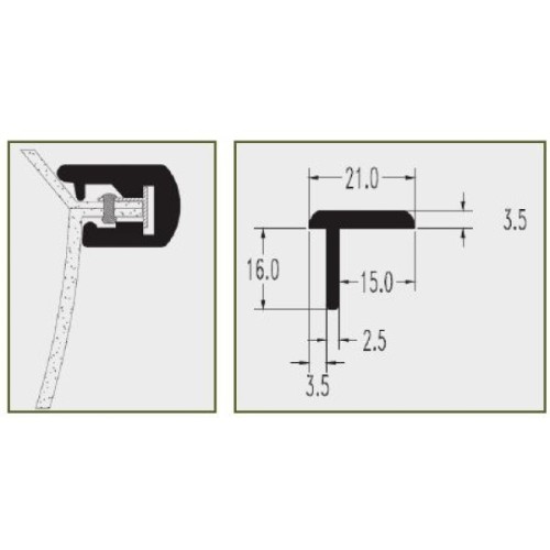 Profil T PVC negru - bara 3m Profil T PVC negru - bara 3m