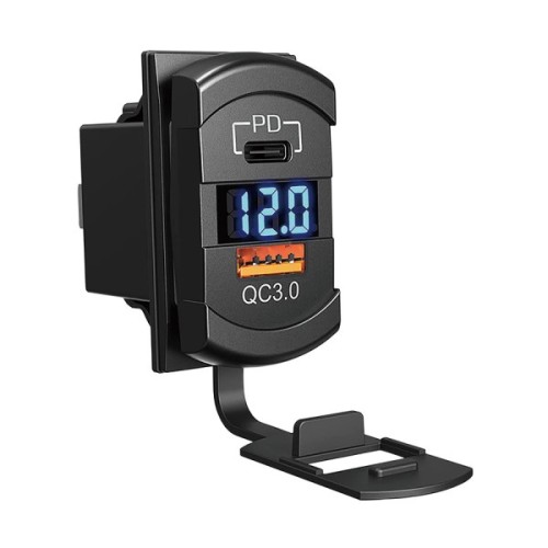 Priza marina USB A + USB C cu voltmetru Priza marina USB A + USB C cu voltmetru