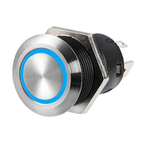 Intrerupator inox cu LED albastru Intrerupator inox cu LED albastru