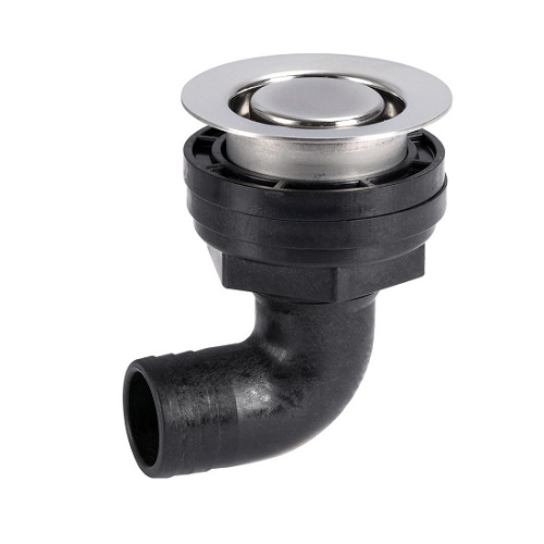 Tub evacuare apa cockpit/punte cu capc inox si cot 90° Tub evacuare apa cockpit/punte cu capc inox si cot 90°